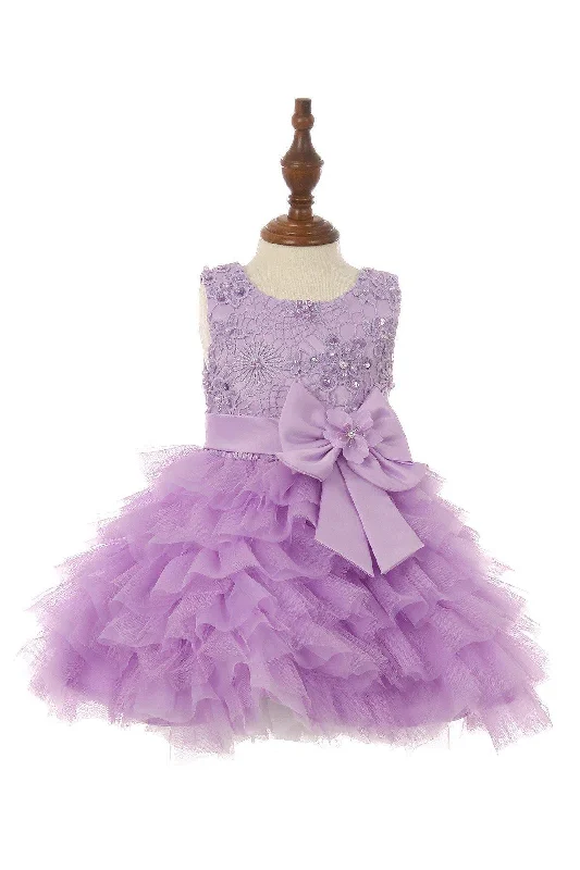 Brocade and Pleated Tulle Flower Girls Dress Sale Short Tulle Dress