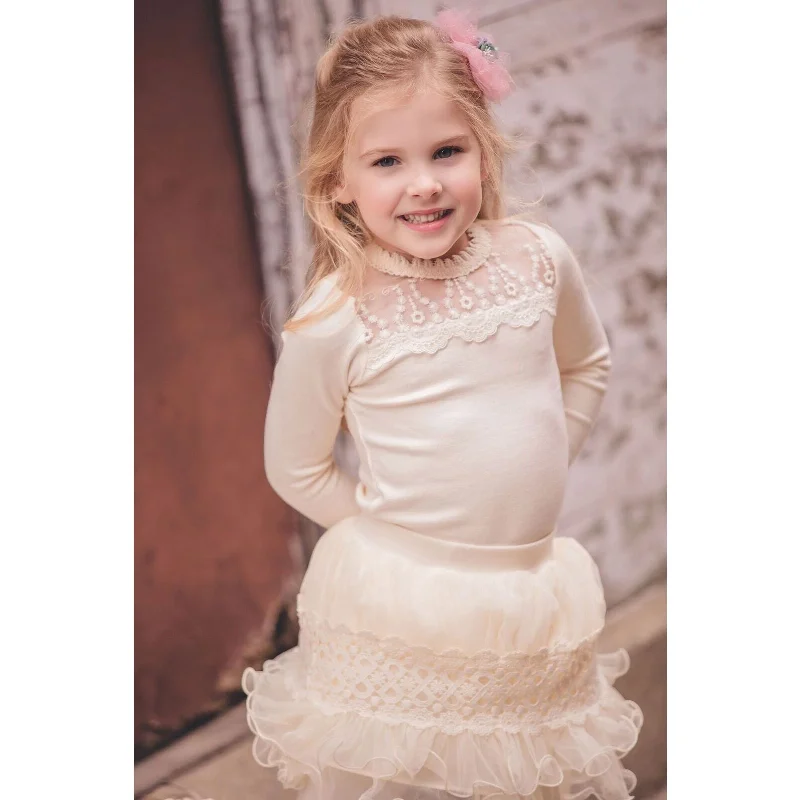 Maeli Rose Ivory Tulle Skirt Tiered Tulle Dress