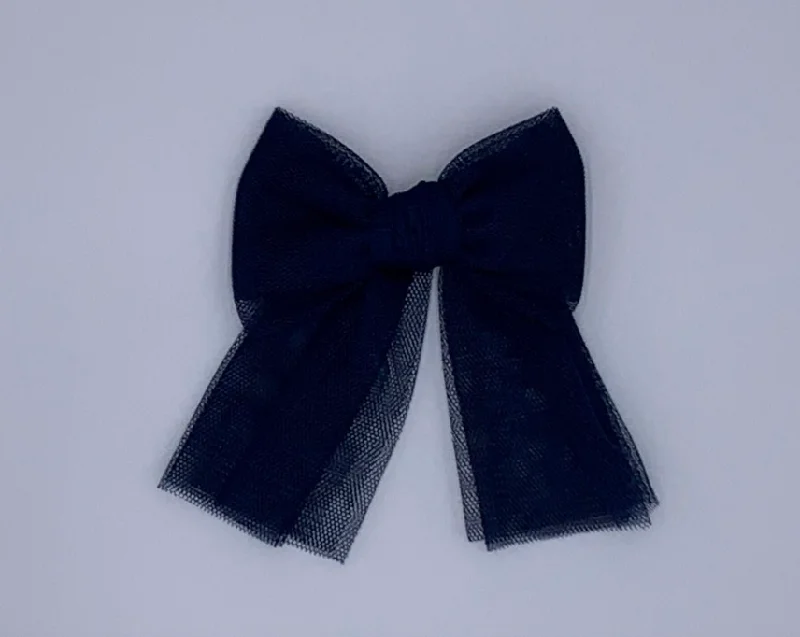 Tulle Bow Clip in White or Navy Chic Tulle Dress