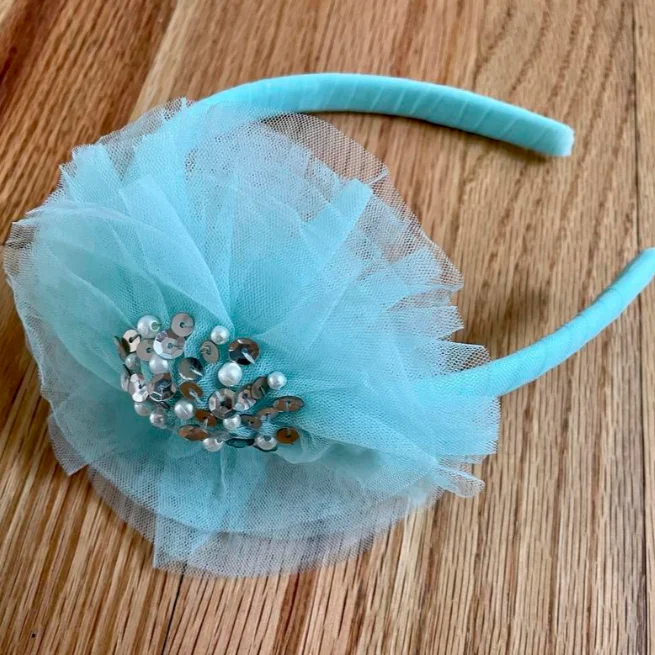 Tiffany Blue Tulle Headband or Clip Tulle Maxi Dress