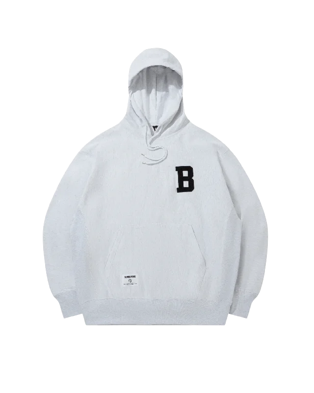 Chenille Logo Cotton Hoodie B Comfy Pullover Sweatshirt