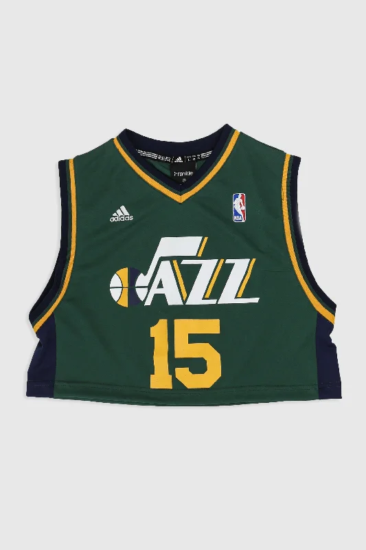 Rework Utah Jazz Crop Jersey - S Zip-up Sweatshirt Look