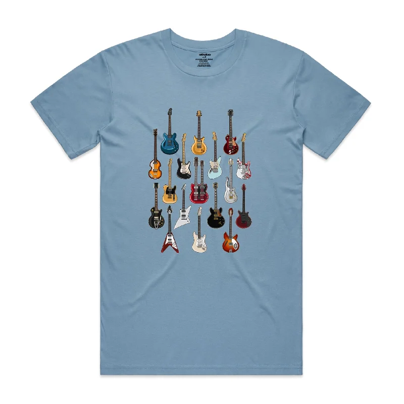 Isthatso Cotton Graphic T Shirt - Famous Guitars - Blue Hoodies & Sweatshirts Combo