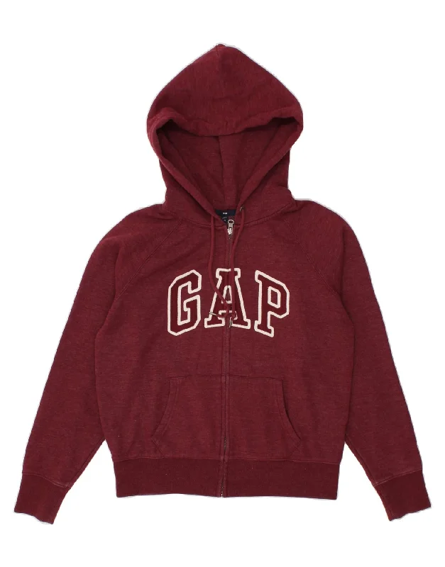 GAP Womens Graphic Zip Hoodie Sweater UK 14 Medium Burgundy Cotton Christmas sweaters