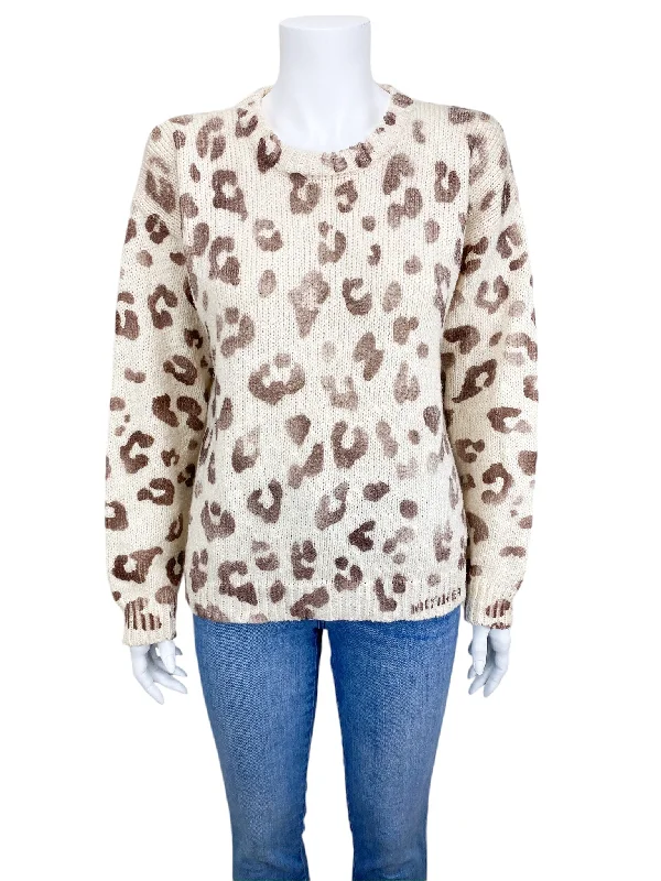 Mother Women's The Jumper Leopard Sweater Look the Part Ivory Size S Travel-friendly sweaters