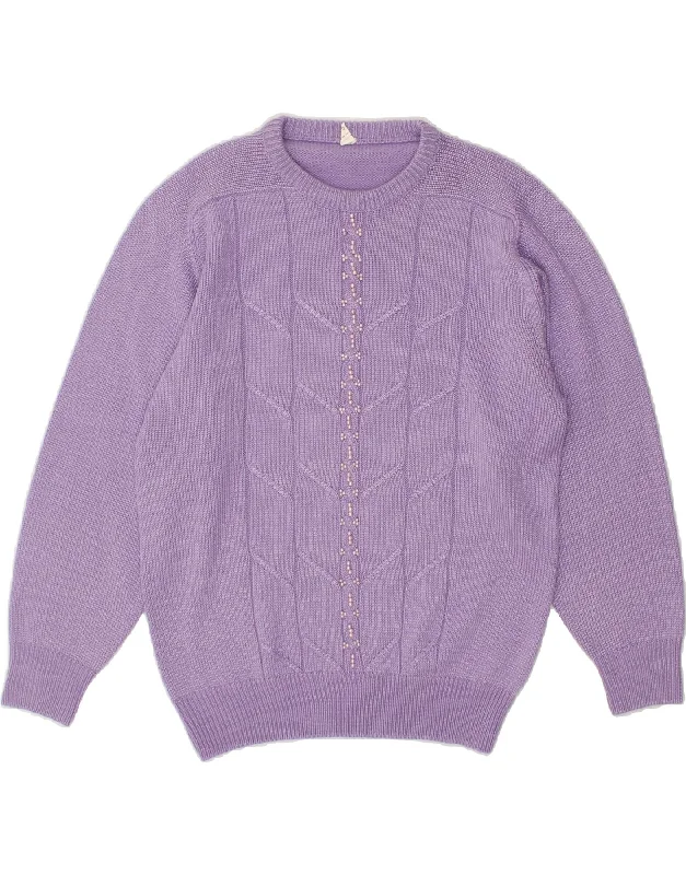 VINTAGE Womens Crew Neck Jumper Sweater UK 16 Large Purple Best sweaters for hiking