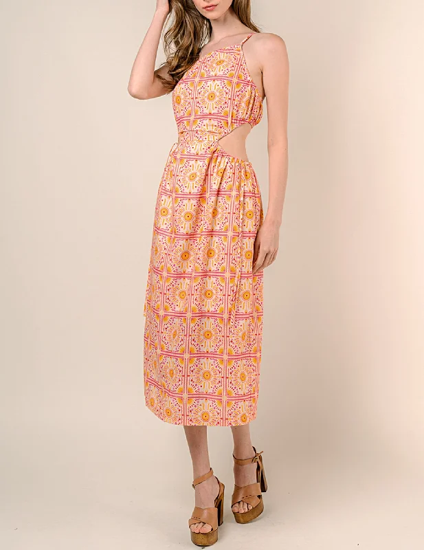 Bora Bora Sunshine Print Midi Dress Trendy midi dresses under $50