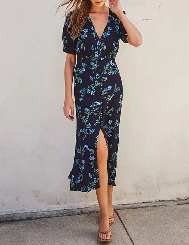 Della Black Floral Midi Dress Sequin midi dresses