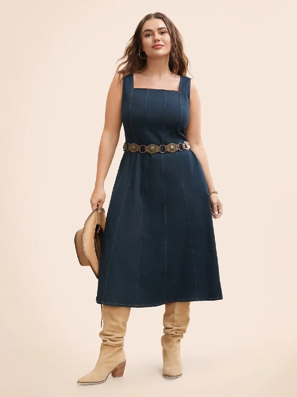 Stretch Denim Panelled Bodice Midi Dress ASOS midi dresses