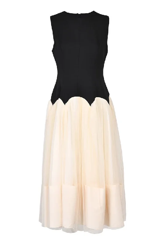 Vintage Style Round Neck Contrast Tulle Sleeveless Party Midi Sundress Prom midi dresses