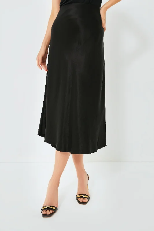 Black Shaped Hem Bias Slip Skirt Office unclassified skirts