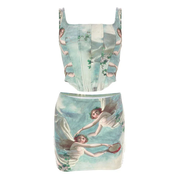 Celestial Cherub Corset Top & Skirt Set Holiday unclassified skirts