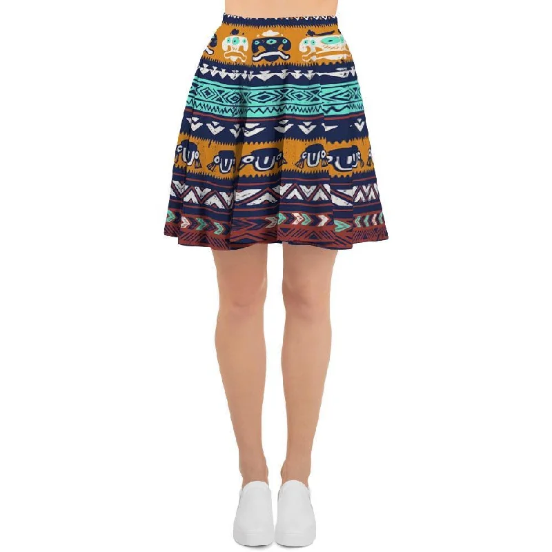 Colorful Neon Ethic Aztec Maya Print Women's Skirt Vacation unclassified skirts