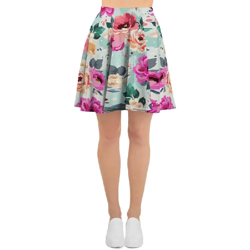 Colorful Rose Floral Women's Skirt Earthy tone unclassified skirts