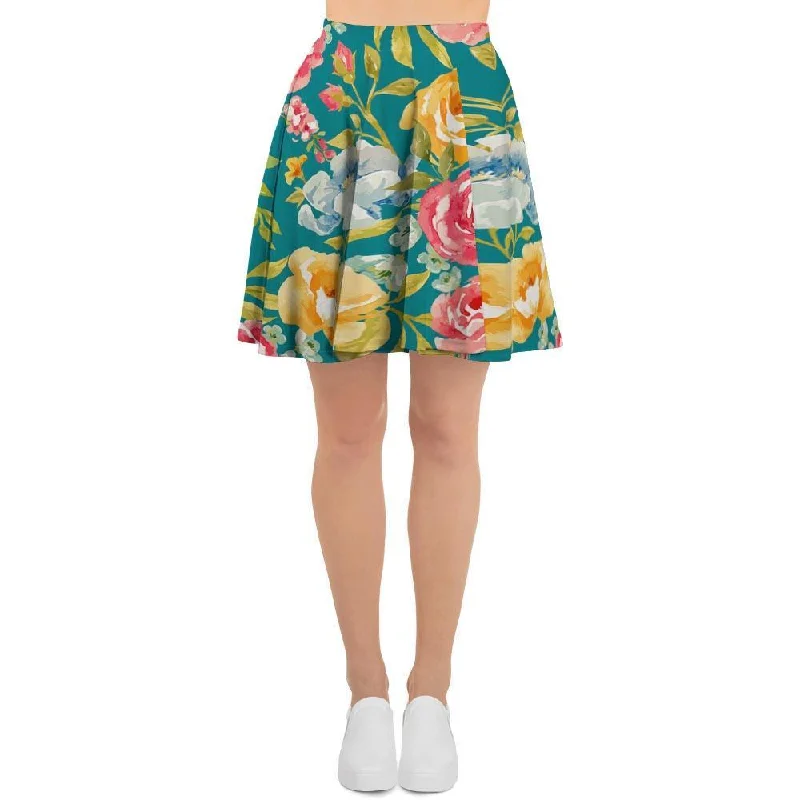 Colorful Rose Flower Women's Skirt Pastel unclassified skirts