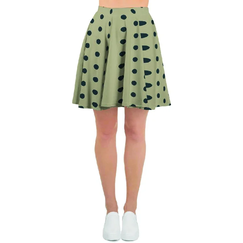 Cream And Black Polka Dot Print Women's Skirt Short unclassified skirts