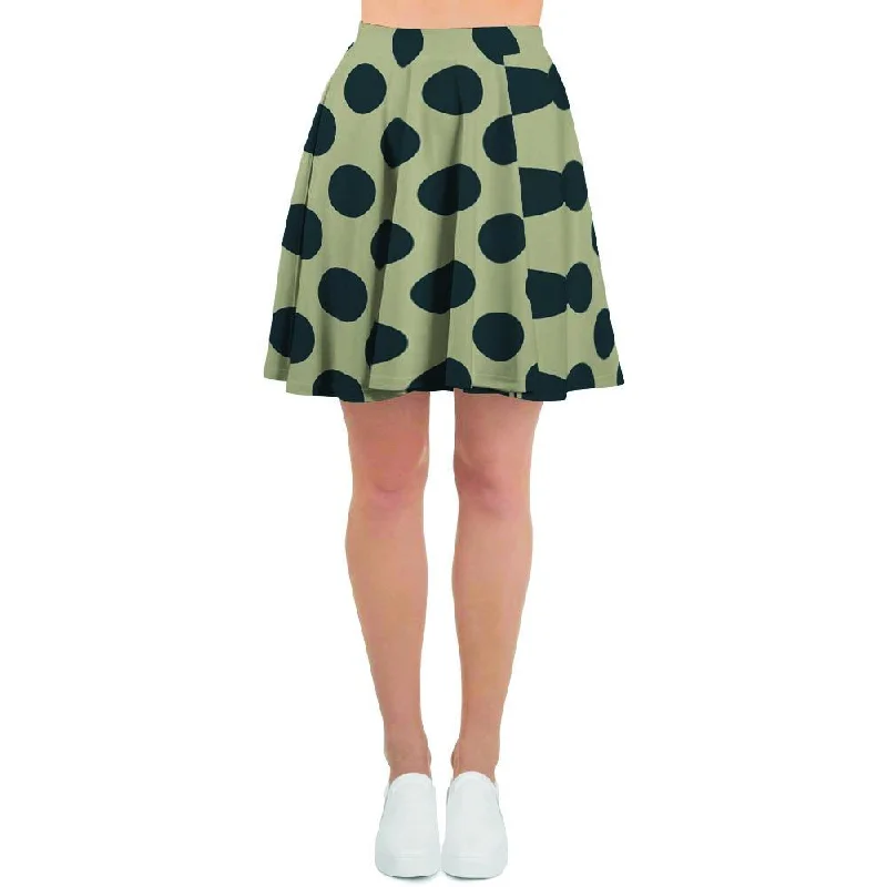 Cream And Black Polka Dot Women's Skirt Flowy unclassified skirts