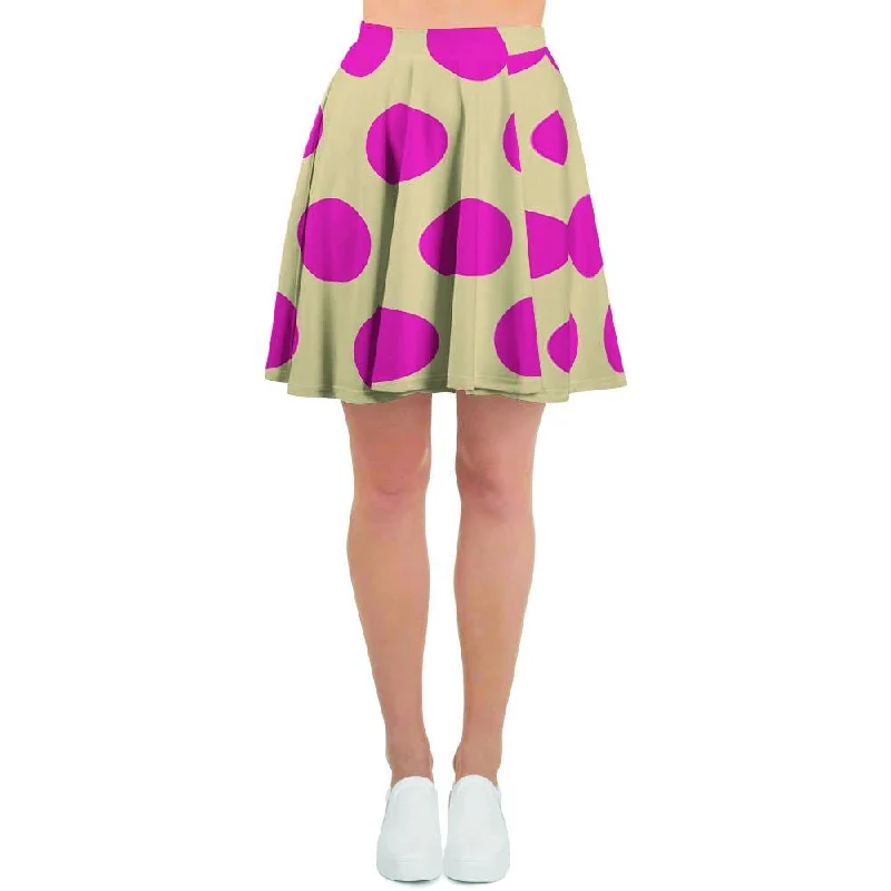 Cream And Pink Polka Dot Women's Skirt Sexy unclassified skirts