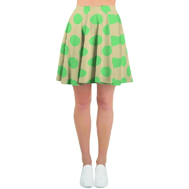 Cream And Teal Polka Dot Women's Skirt Elegant unclassified skirts