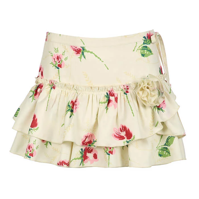 Floral Print Ruffle Skirt Discounted unclassified skirts