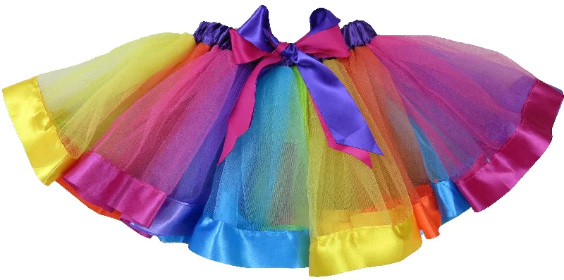 Rainbow Striped Ribbon Trim Tutu Skirt Dark color unclassified skirts