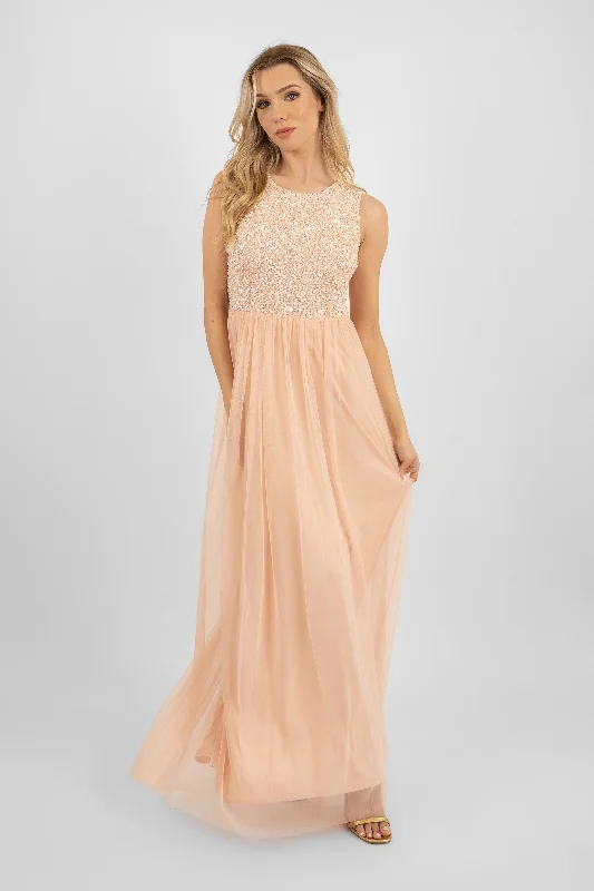 Picasso Blush Pink Embellished Bridesmaid Maxi Dress Spring maxi dresses