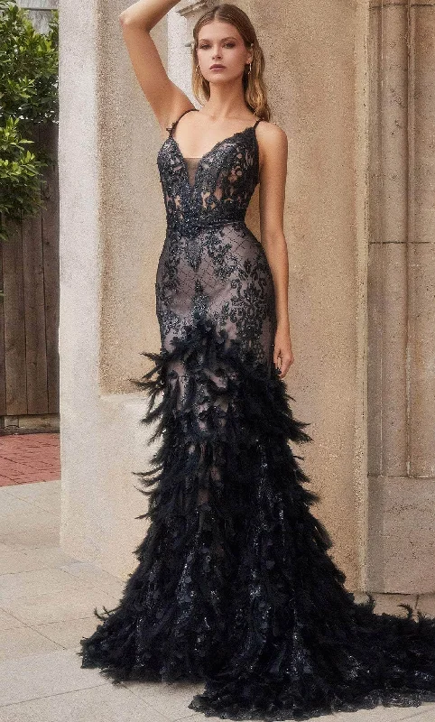 Andrea and Leo A1116 - Sleeveless Feathered Mermaid Classic Prom Gown Shein party dresses