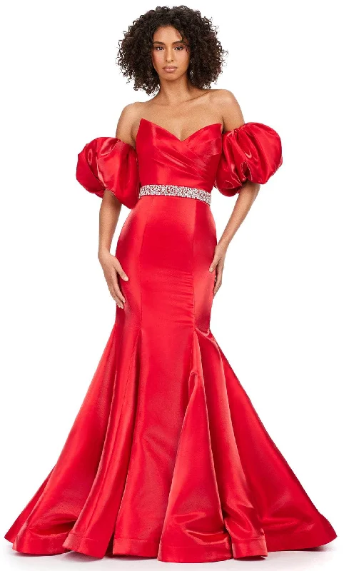 Ashley Lauren 11419 - Strapless Evening Gown With Puff Sleeve Forever 21 party dresses