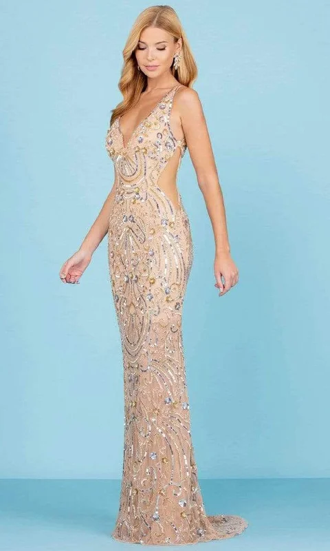 SCALA - 60294 V-Neck Cutouts Sequin Gown Dinner party dresses