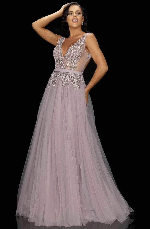 Terani Couture - 2011P1109 Iridescent Appliqued Long Tulle Gown Wedding guest party dresses