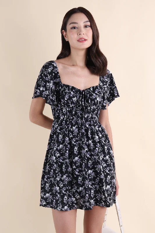 HAYLEY FLORAL DRESS IN BLACK Cheap floral dresses