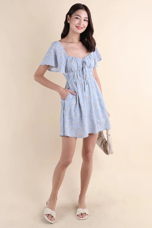 HAYLEY FLORAL DRESS IN BLUE Budget-friendly floral dresses