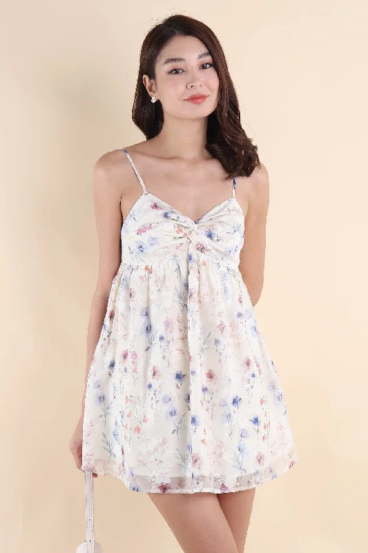 KURA FLORAL KNOT DRESS IN BLUE Edgy floral dresses