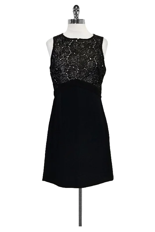 A.L.C. - Black & Navy Rose Lace Dress Sz 10 Lace Dress Elegance