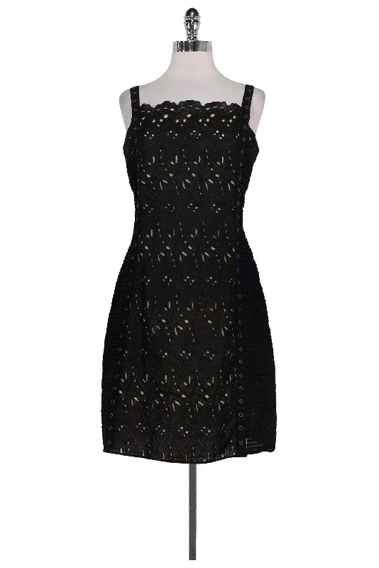 Catherine Malandrino - Black Lace Grommet Dress Sz 10 Lace Dress Lace