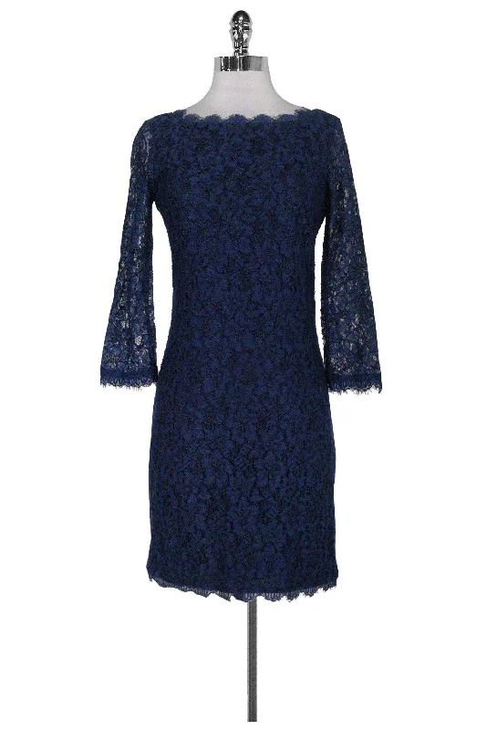 Diane von Furstenberg - Blue Zarita Lace Dress Sz 6 Simple Lace Dress