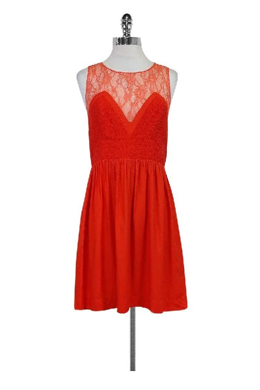 Sandro - Orange Lace Dress Sz M Layered Lace Dress