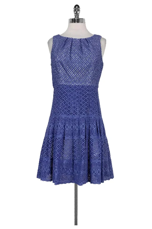 Shoshanna - Purple Lace Overlay Dress Sz 6 Lace Detail Dress