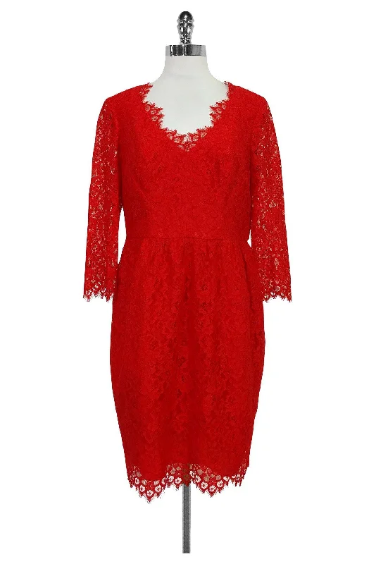 Shoshanna - Red Lace Dress Sz 8 Lace Dress Set