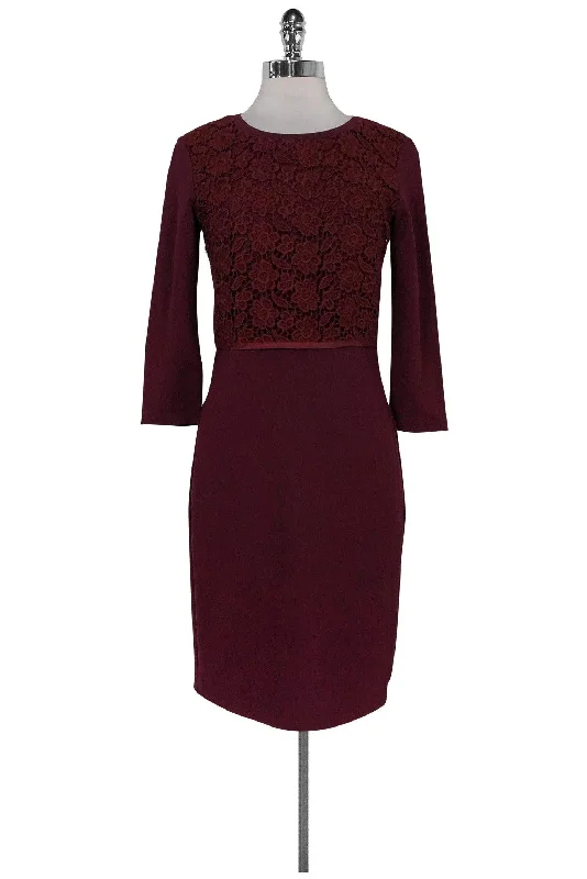 Weekend Max Mara - Burgundy Lace Bodice Dress Sz S Lace Dress Design