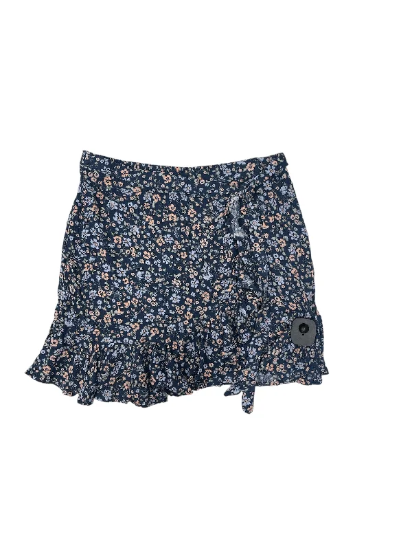 Navy Skirt Mini & Short Hippie Rose, Size M Pleated Mini Skirt