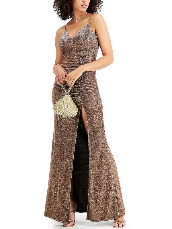 Juniors Womens Glitter Maxi Evening Dress Comfortable Maxi Look