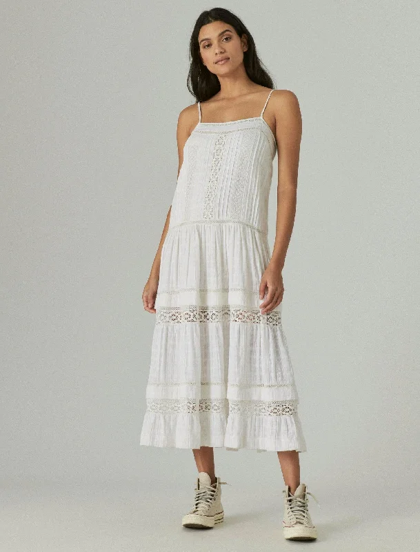 Lucky Brand Womens Lace Maxi Dress Floral A-line Skirt