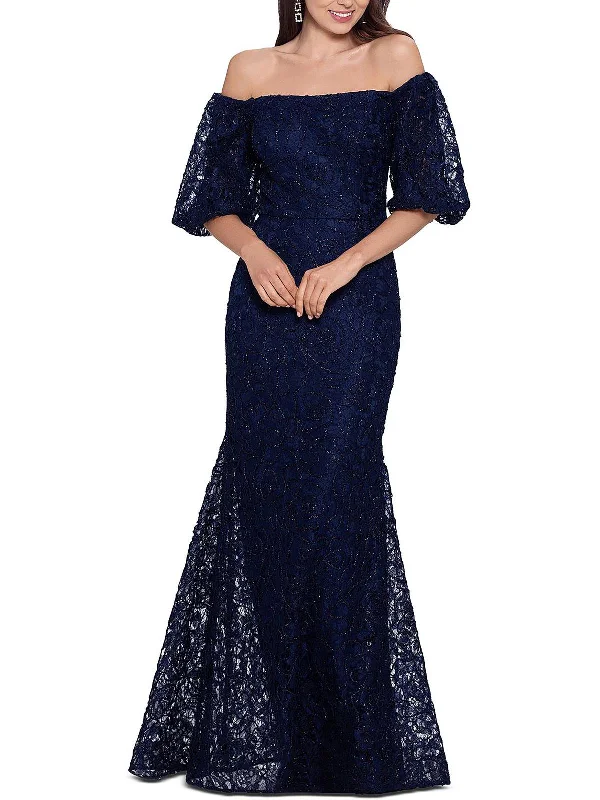 Womens Lace Maxi Evening Dress Flowing Boho Skirt