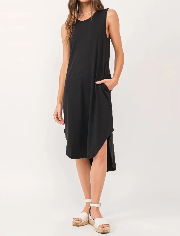 Sheridan Midi Tank Dress In Black Flared Midi Skirt