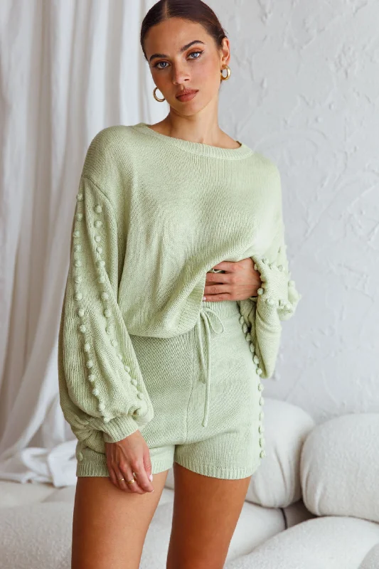 Modesto Long Balloon Sleeve Knit Sweater Apple Sleek Sweater Dress