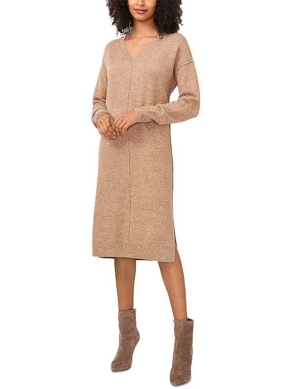 Womens Knit Long Sleeves Sweaterdress Knitted Sweater Dress