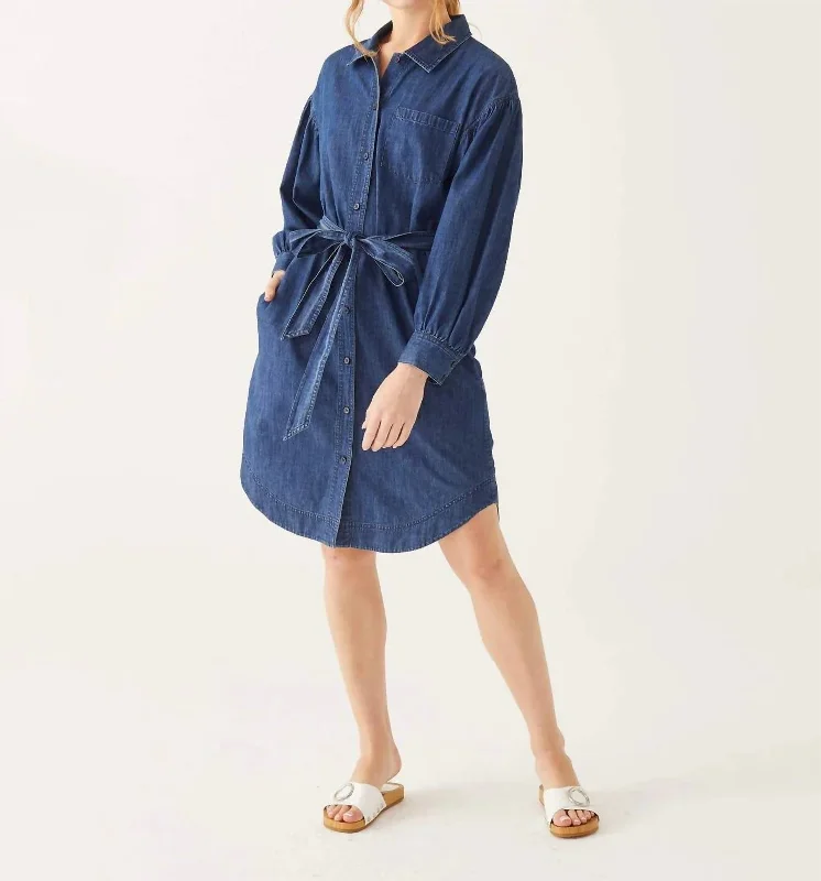 Frankie Shirt Dress In Chambray Feminine Shirt Dress