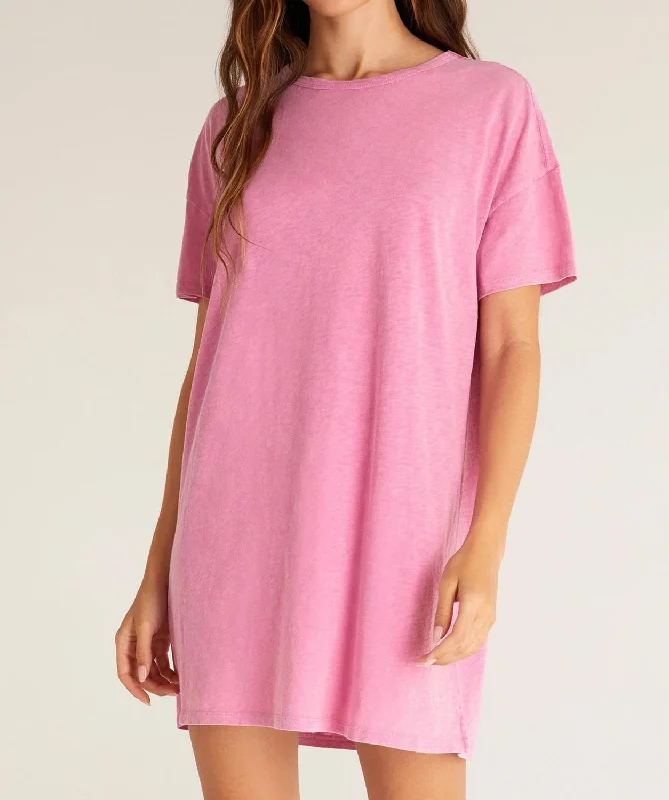 Relaxed T-Shirt Dress in Orchid Pink Relaxed Shirt Dress