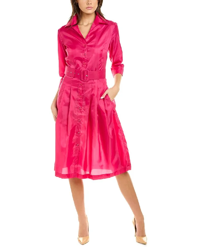 Samantha Sung Audrey 3 Silk Shirtdress Office Shirt Dress